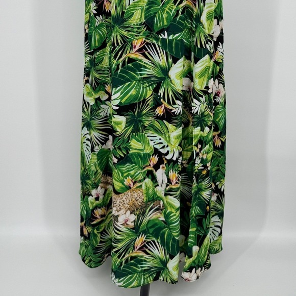 White‎ House Black Market Maxi Dress Size 6 Green Jungle Print Tropical Resort - Picture 7 of 13